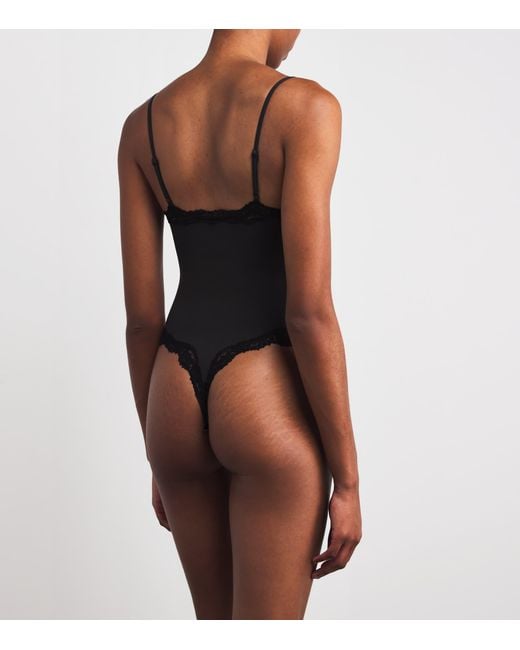 Skims Black Fits Everybody Lace-Trim Bodysuit