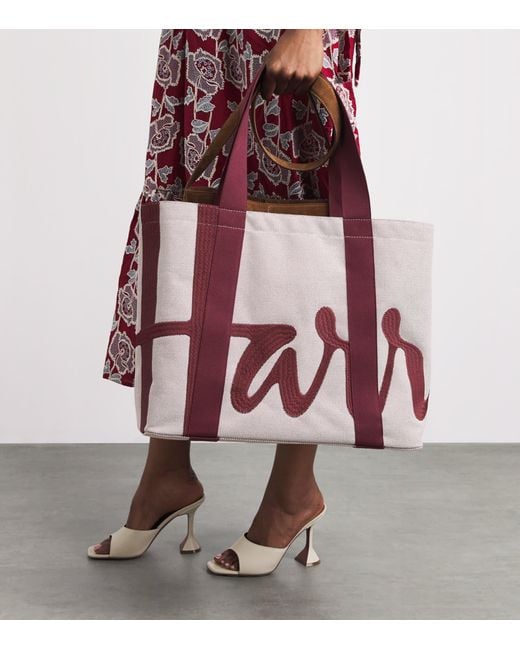 Harrods Purple Medium Logo Tote Bag