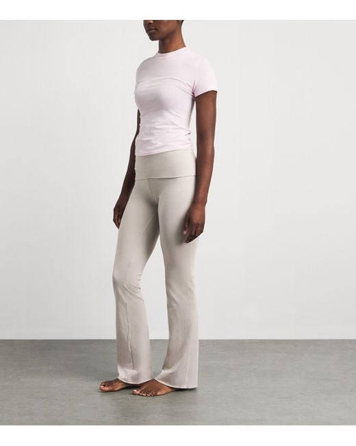 Skims Gray Cotton Jersey Foldover Trousers