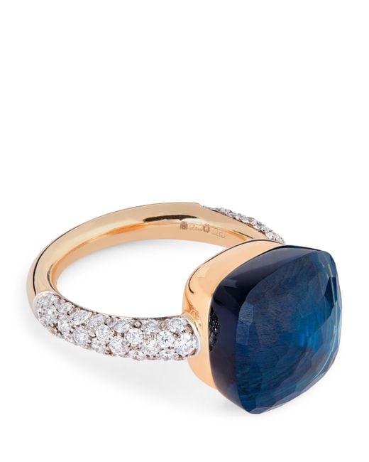 Pomellato Blue Diamond And London Topaz Nudo Ring
