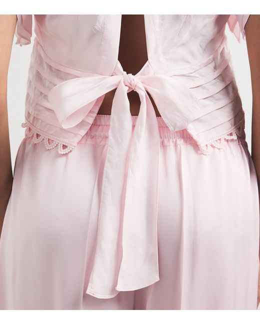Sandro Pink Tie-Back Crop Top