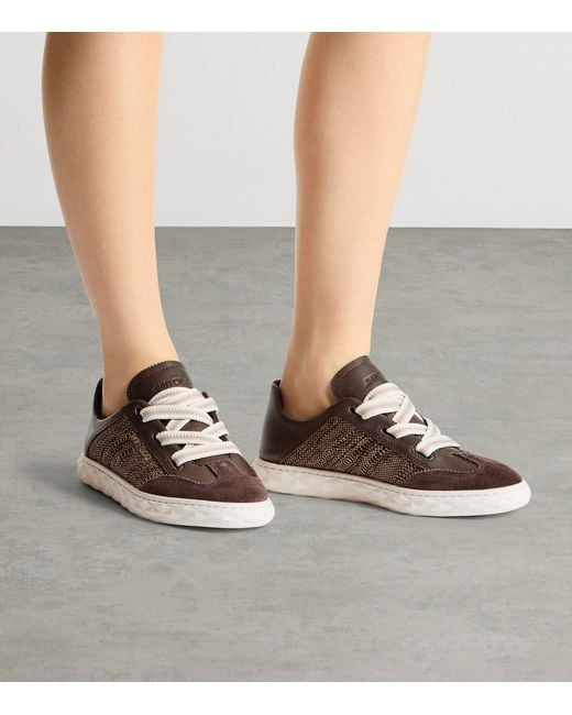 Jimmy Choo Brown Diamond Light Flex Leather Woven Sneakers