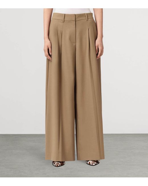 AllSaints Natural Wool-Blend Wide-Leg Poppy Trousers