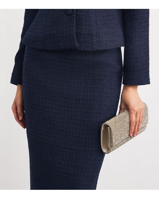Roland Mouret Blue Bouclé Midi Skirt