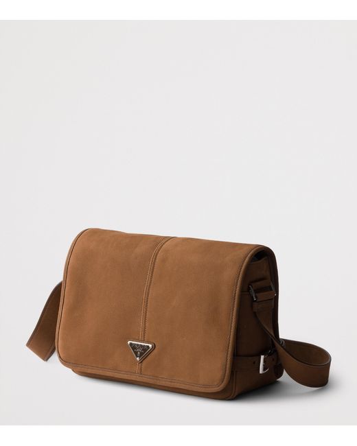 Prada Brown Nubuck Leather Shoulder Bag for men