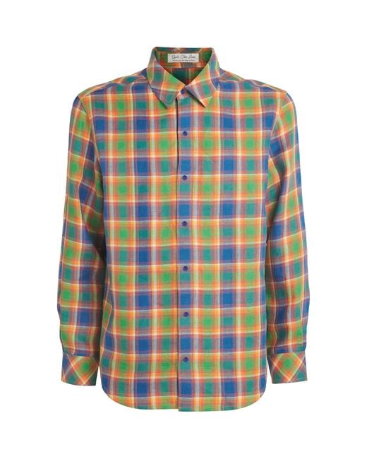 God's True Cashmere Blue Linen Check Brilliant Shirt for men