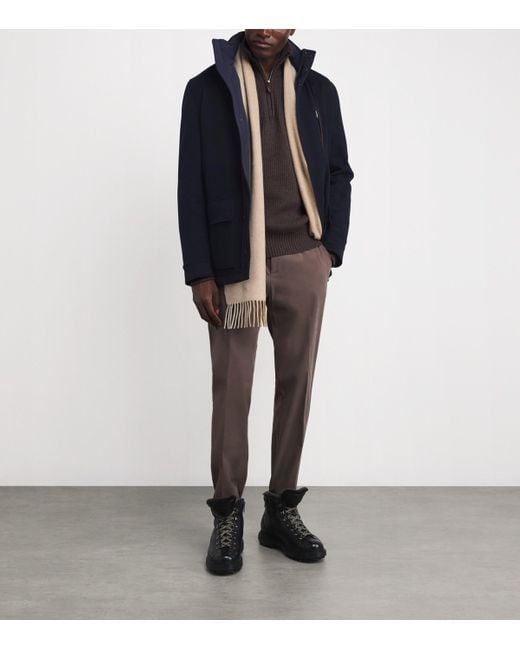 Paul & Shark Blue Cashmere Padded Hybrid Coat for men