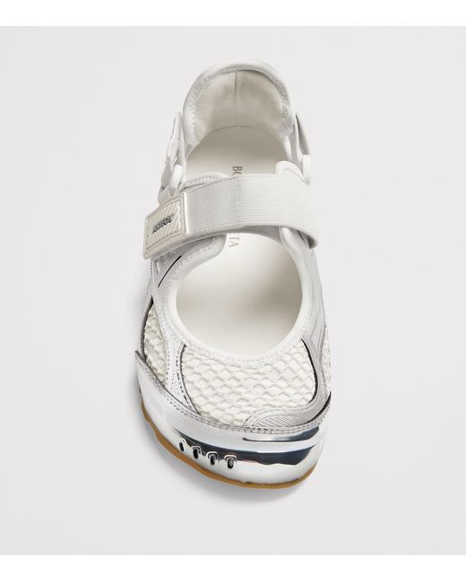 Bottega Veneta White Fabric And Faux Leather Mary Jane Sneakers