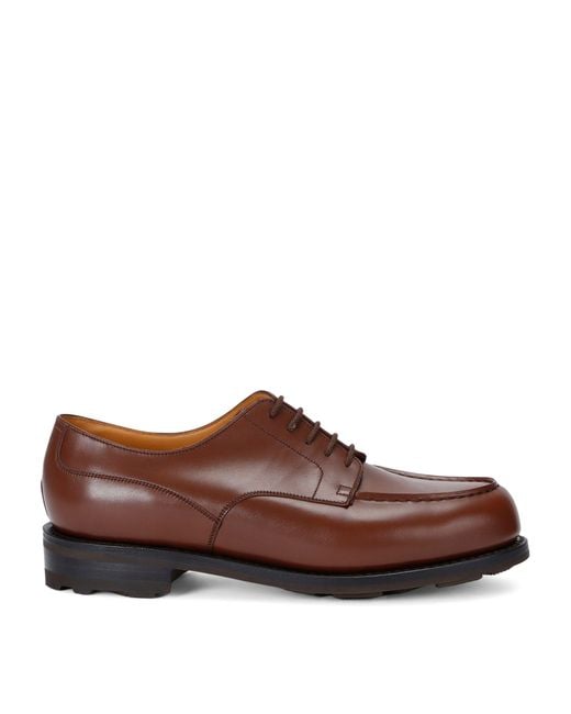 J.M. Weston Brown Leather Golf Derby Shoes for men