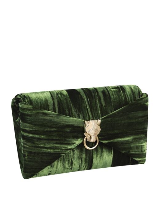 Cartier Green Velvet Panthère Graphique De Chain Pouch
