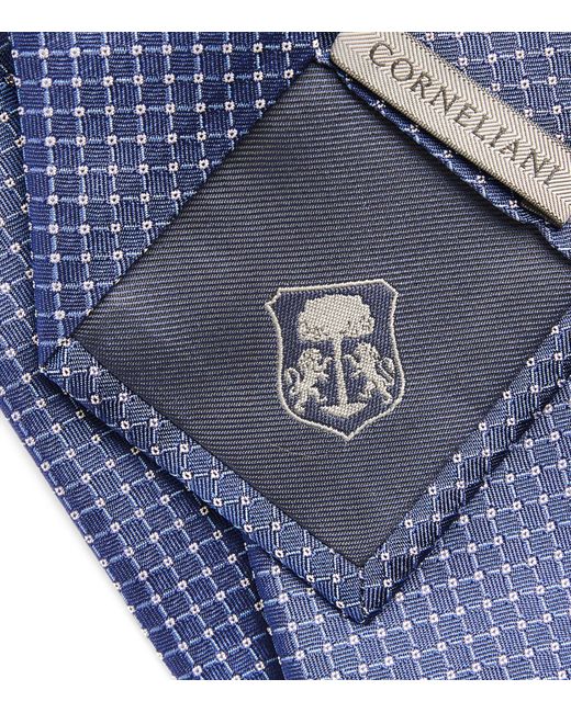 Corneliani Blue Diamond Print Tie for men