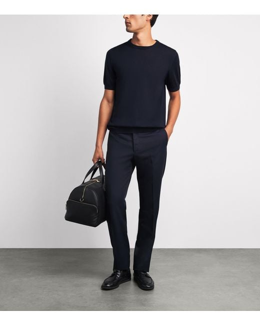 Lardini Blue Virgin Wool Knitted T-Shirt for men