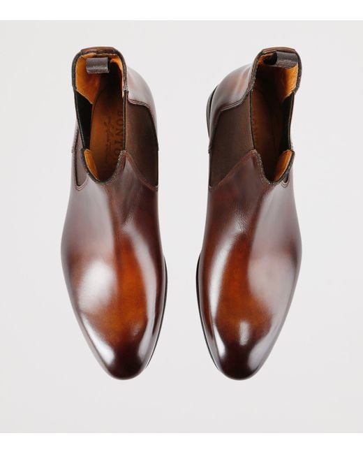 Bontoni Brown Leather Cavaliere Chelsea Boots for men