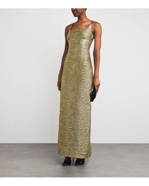 Emilia Wickstead Green Metallic Seersucker Micheline Gown
