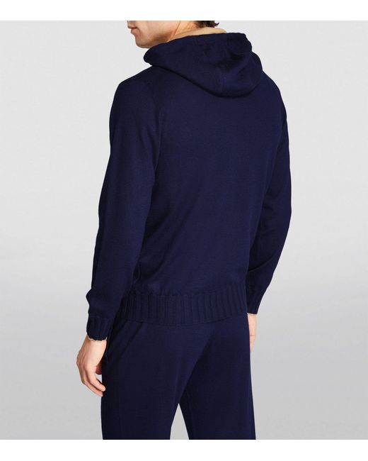 FIORONI CASHMERE Blue Cashmere Zip-up Hoodie for men