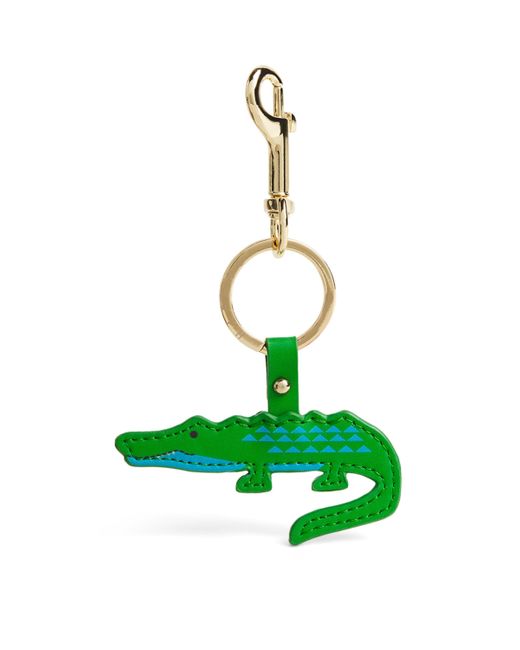 Harrods Green Leather Crocodile Keyring