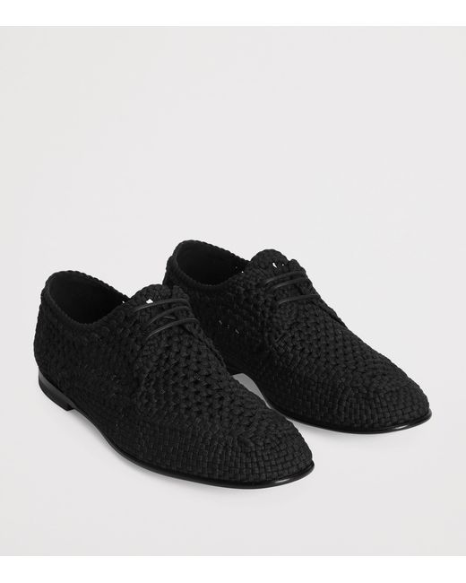Dolce & Gabbana Black Woven Derby Shoes for men