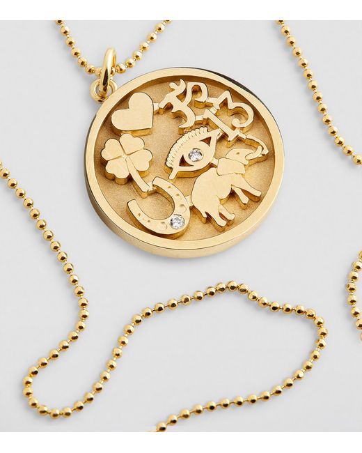 Jennifer Meyer Metallic And Diamond Good Luck Necklace