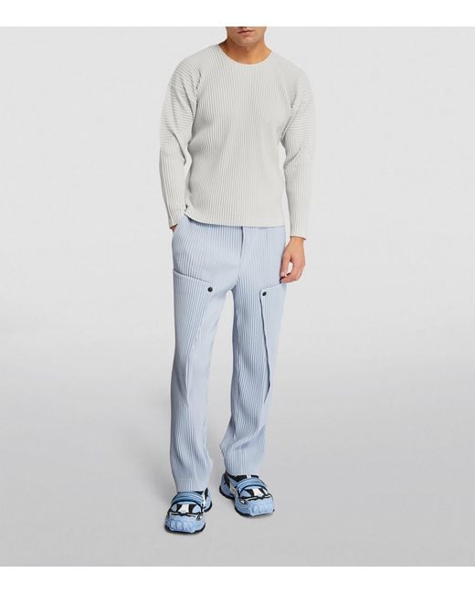 Homme Plissé Issey Miyake Gray Pleated Long-Sleeve T-Shirt for men