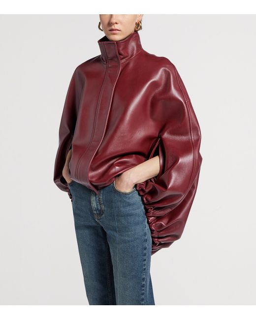 Balenciaga Red Leather Double-Layer Cape