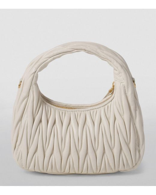 Miu Miu White Small Matelassé Leather Wander Top-Handle Bag