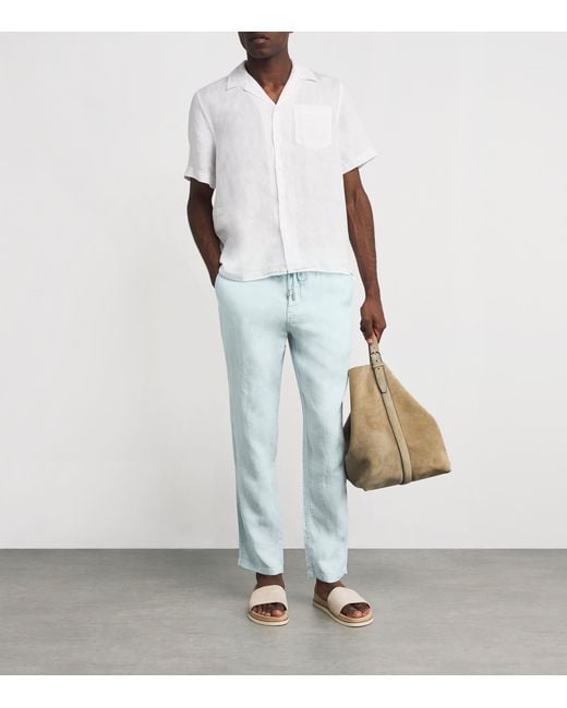 Vilebrequin Blue Linen Drawstring Parc Trousers for men
