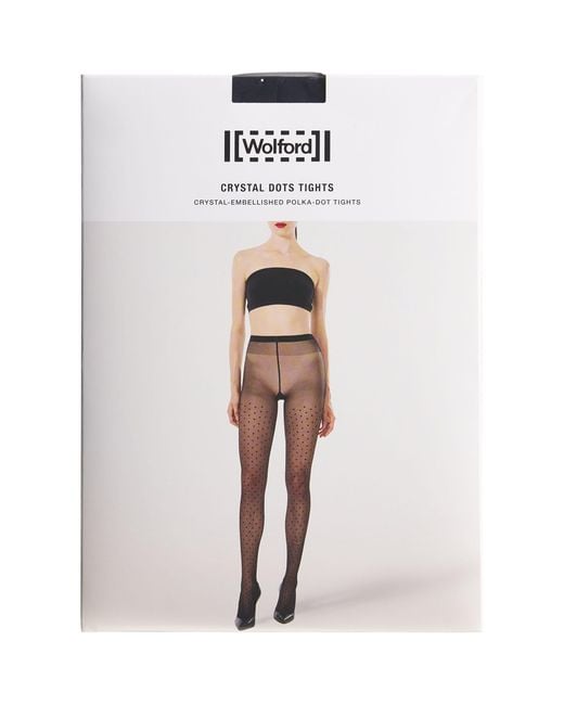 Wolford White Crystal-Embellished Polka-Dot Tights