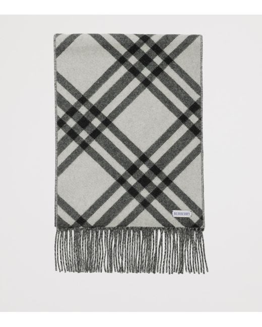 Burberry Black Cashmere Check Scarf