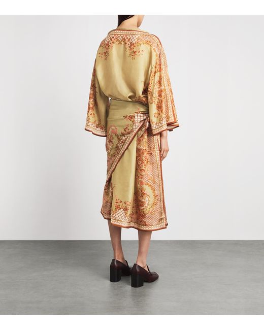 Zimmermann Metallic Silk Aster Tunic Midi Dress
