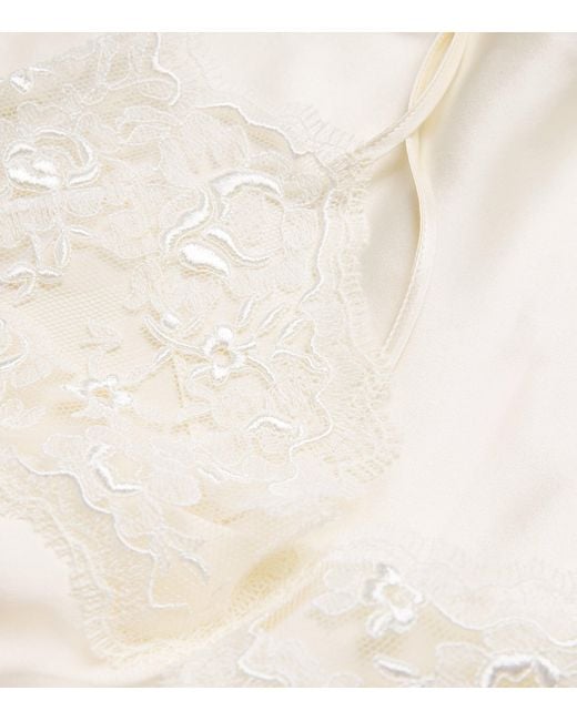 Chloé White Silk Lace-Trim Cami Top