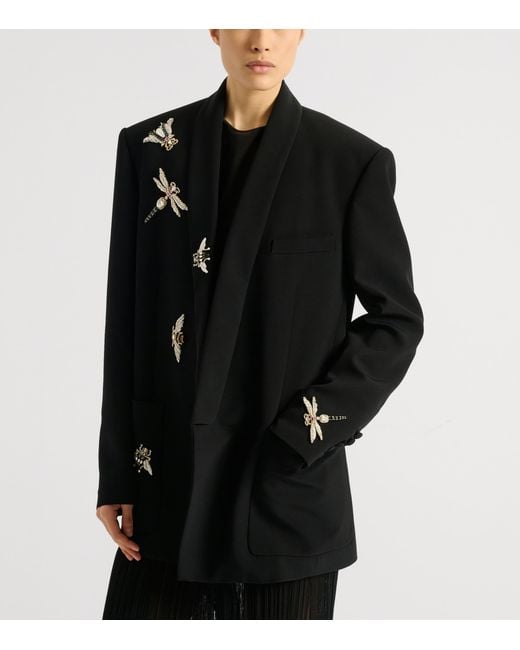 Balmain Black Embellished Insect Blazer