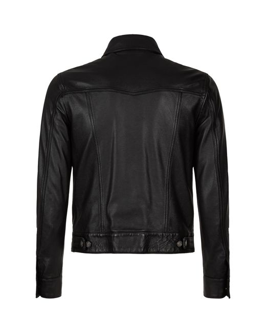 Saint Laurent Black Leather Jacket With Adjustable Waist for men