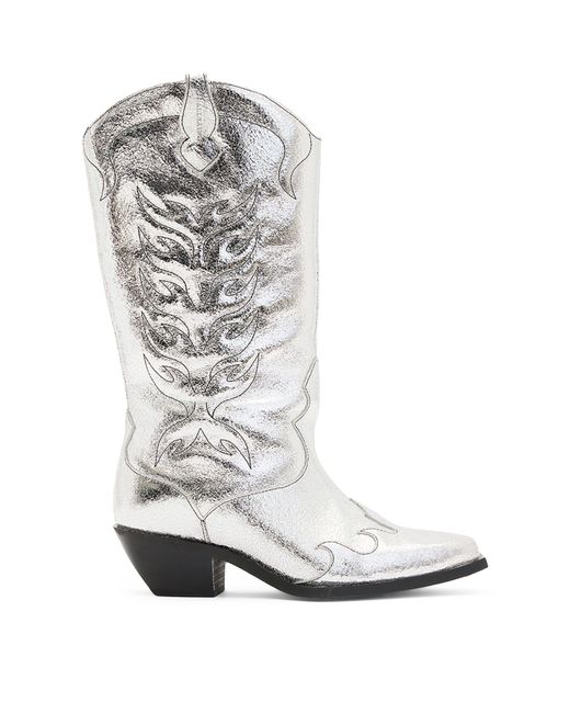 AllSaints White Leather Dolly Cowboy Boots 60