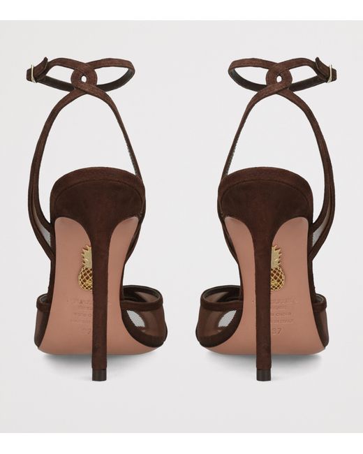 Aquazzura Metallic Suede Shear Heeled Sandals 105