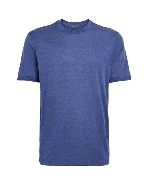 Paul & Shark Blue Cotton-Silk Melange T-Shirt for men