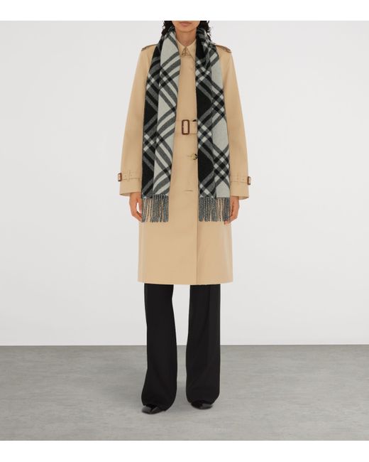 Burberry Black Cashmere Check Scarf
