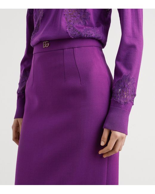 Dolce & Gabbana Purple Metallic Logo Skirt