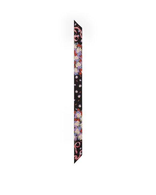 Dolce & Gabbana White Silk Floral Skinny Scarf