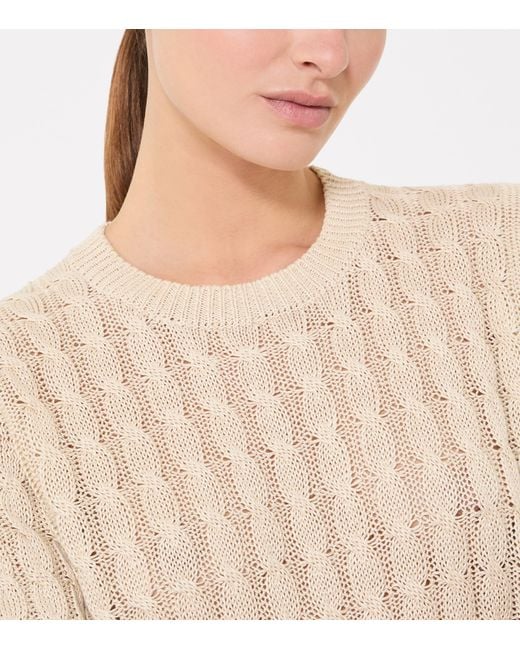 Max Mara Natural Linen Cable-Knit Sweater