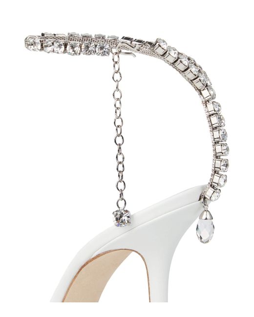 Jimmy Choo White Saeda 100 Rhinestone-Embellished Heels