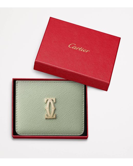Cartier Green Leather C De Simple Card Holder