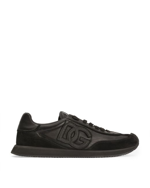Dolce & Gabbana Black Suede And Leather Dg Cushion Sneakers for men