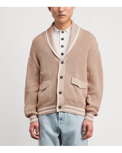 Eleventy Pink Cotton Shawl Cardigan for men