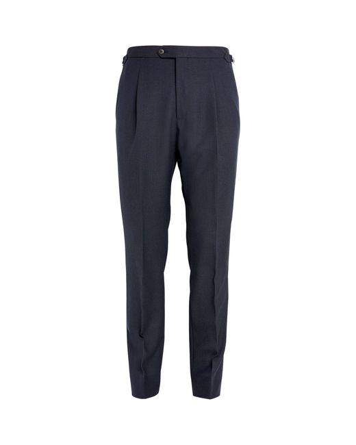 Saman Amel Blue Wool-cashmere Tailored Trousers for men