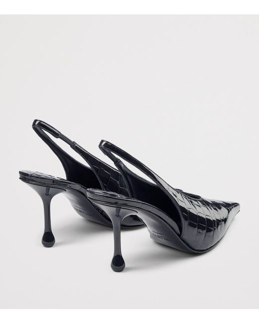 Jimmy Choo Blue Isa 80 Croc-Embossed Leather Slingback Pumps