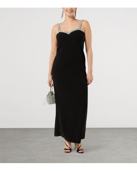 Marina Rinaldi Black Crystal-Embellished Maxi Dress