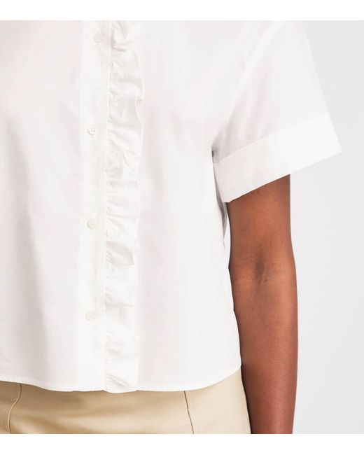 Claudie Pierlot White Cotton Poplin Ruffle Blouse