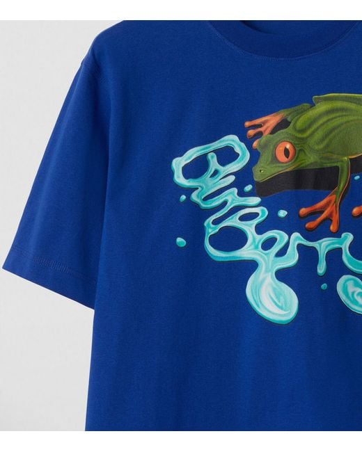 Burberry Blue Cotton Frog Print T-shirt for men