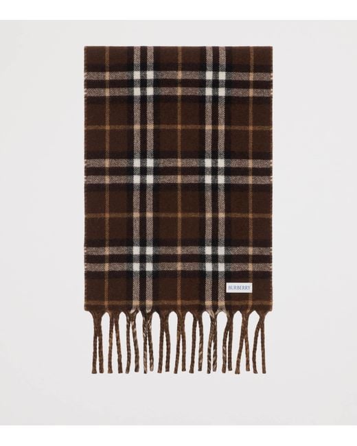 Burberry Brown Cashmere Reversible Check Ekd Scarf