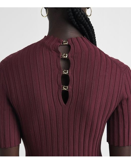 Maje Purple High-Neck Mini Skater Dress
